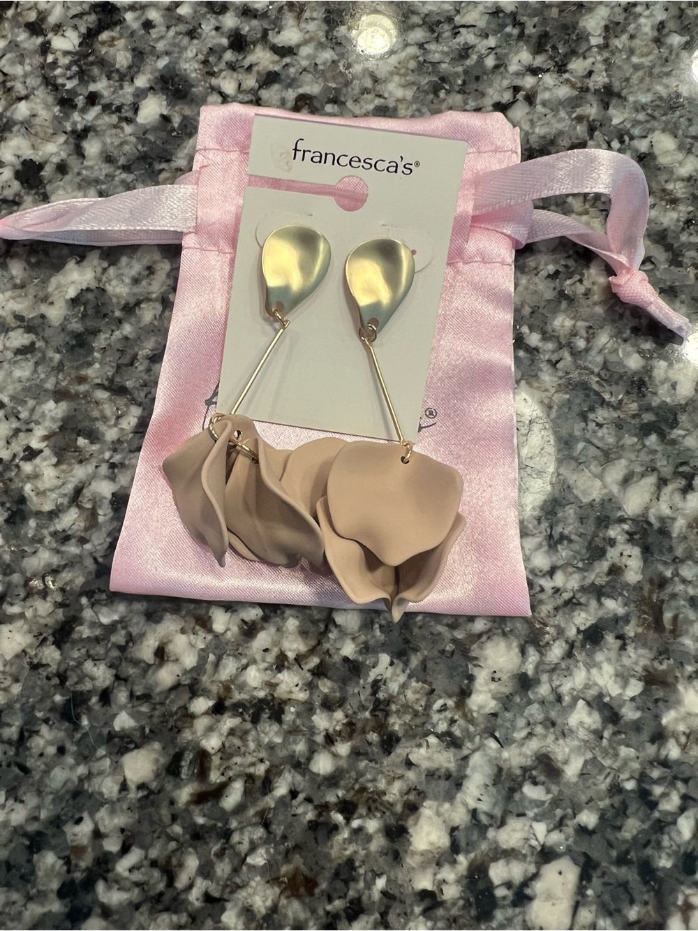 Francesca’s Gold dangle clay earrings